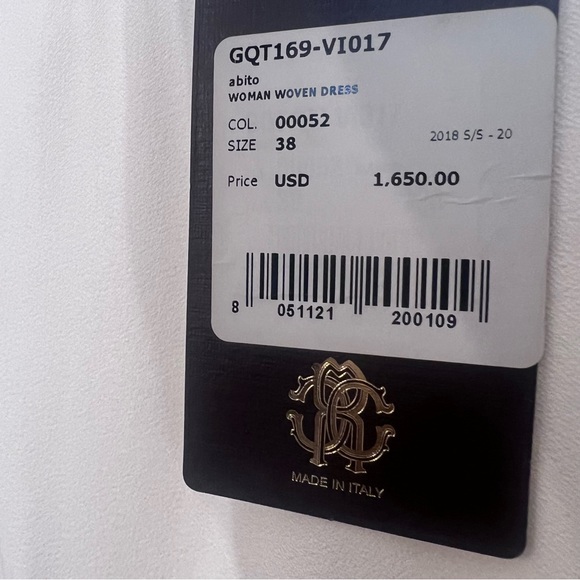 $1650 Roberto Cavalli Ivory & Gold Woven Dress 38 - Picture 15 of 16